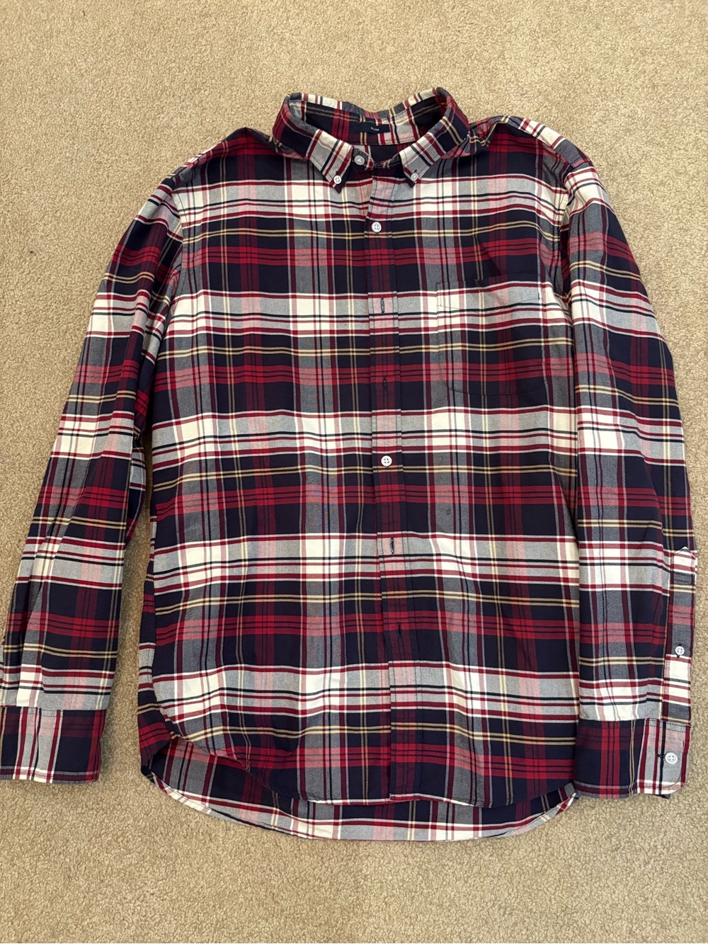 Men's Red Plaid J. Crew Button-Down Shirt